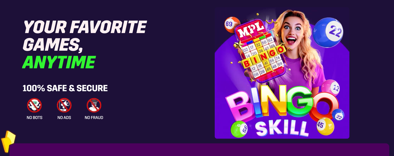 MPL mobile gaming platform hero banner play real money games anytime